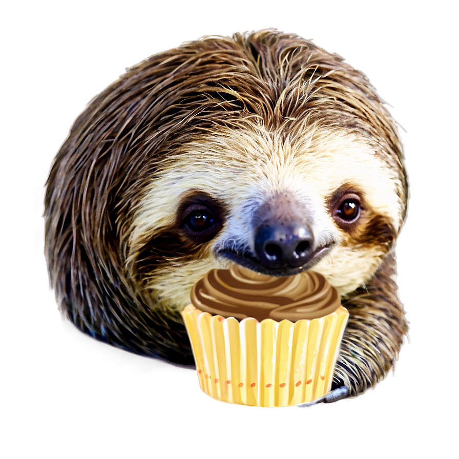 Sloth With Cupcake Png Sab54