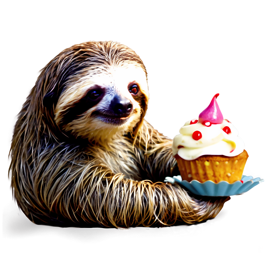 Sloth With Cupcake Png Yub46