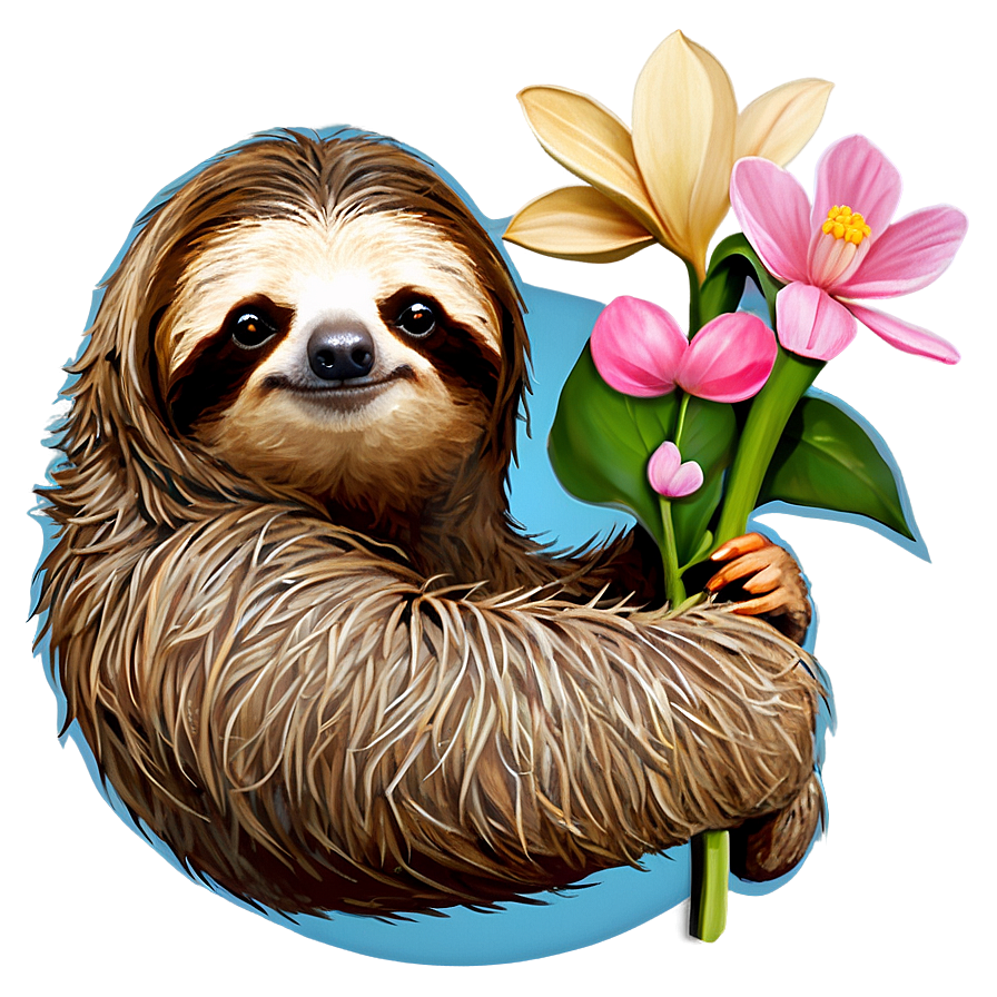 Sloth With Flowers Png 44