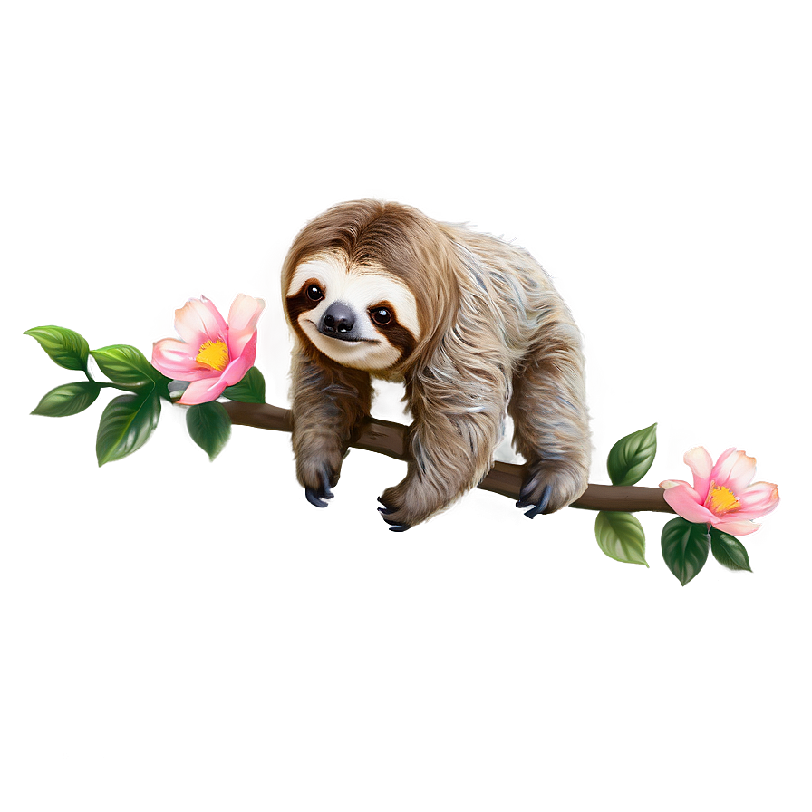 Sloth With Flowers Png Ubi