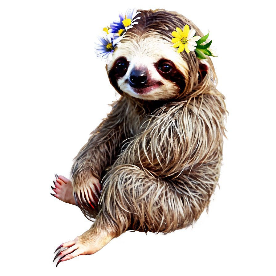 Sloth With Flowers Png Wrb48