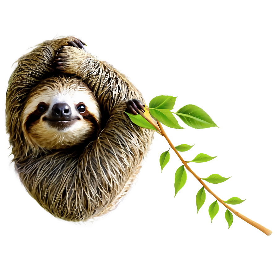 Sloth With Leaves Png Tas