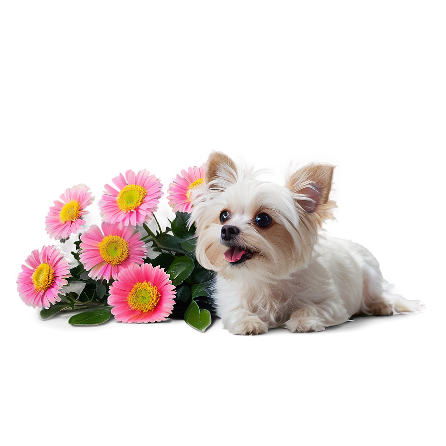 Small Dog With Flowers Png 06252024