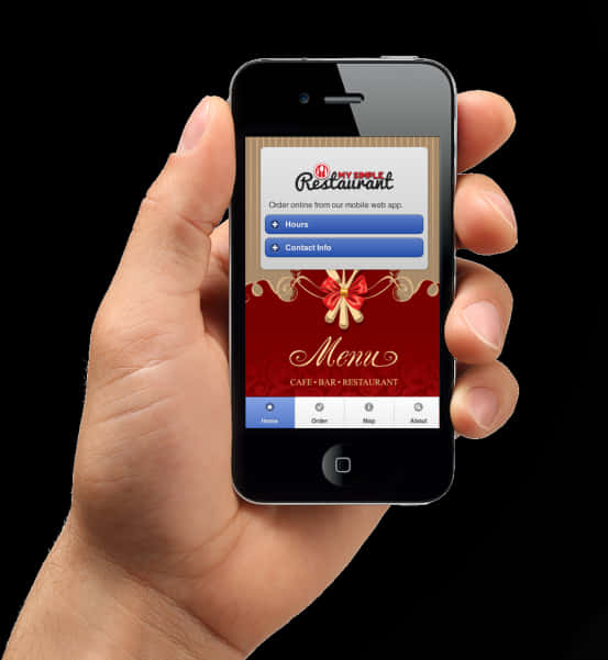 Smartphone Displaying Restaurant Menu App