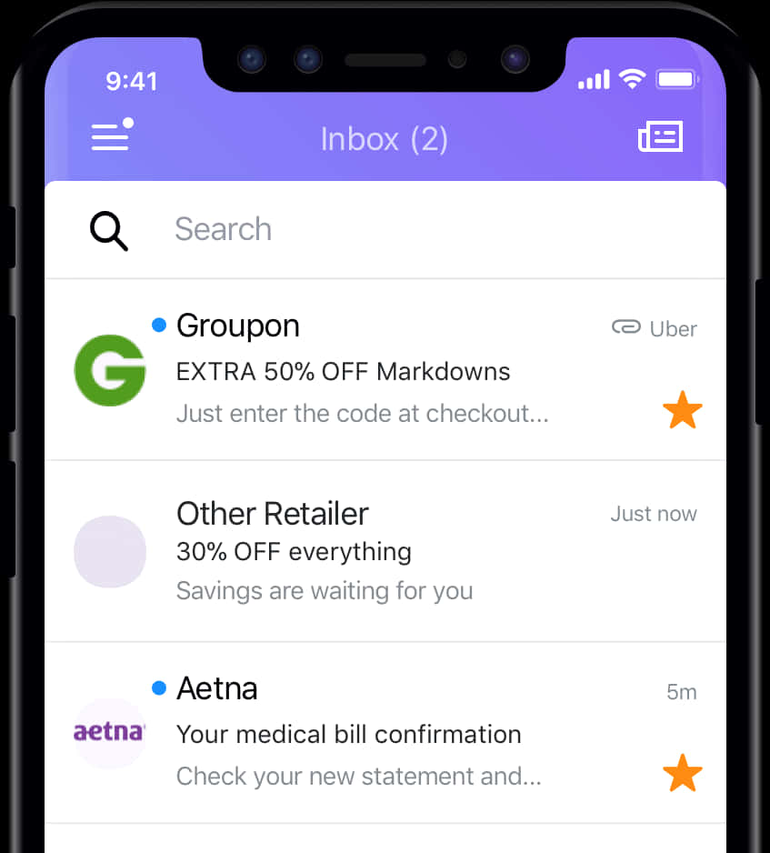 Smartphone Email Inbox Discount Offers