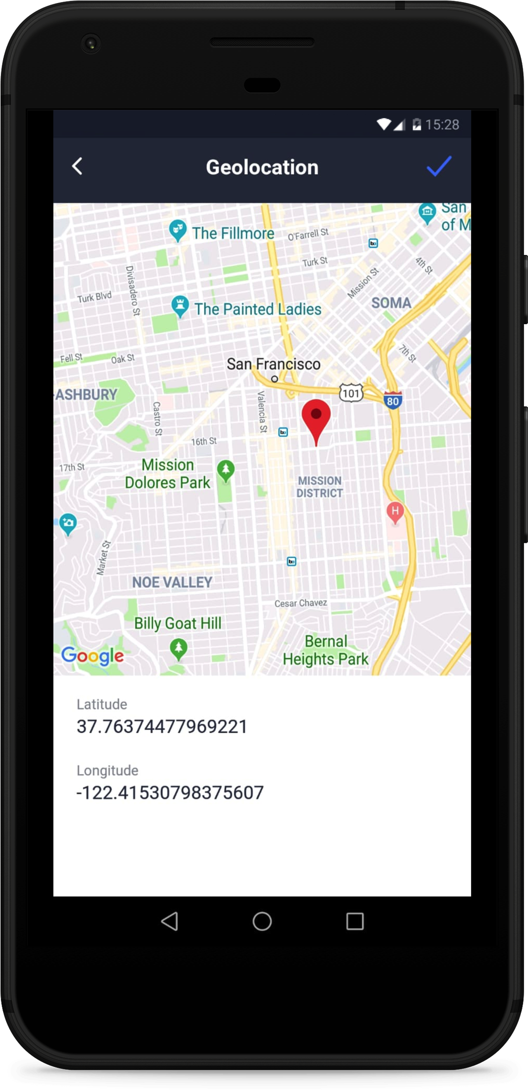 Smartphone Geolocation App Screen