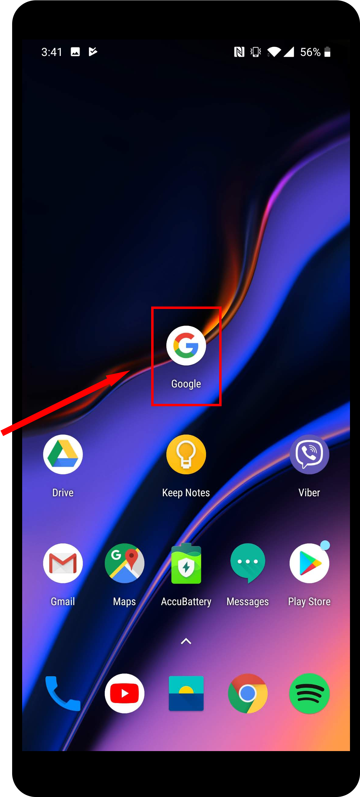 Smartphone Screenwith Appsand Google Search Bar