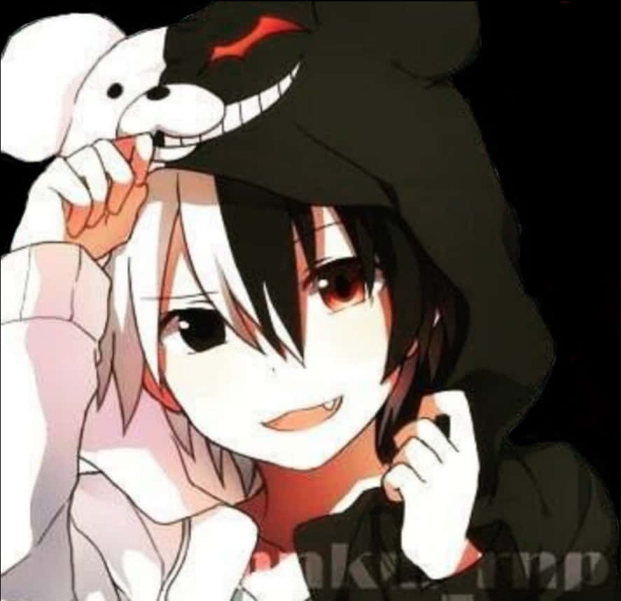 Smiling Anime Boy With Bunny Hoodie