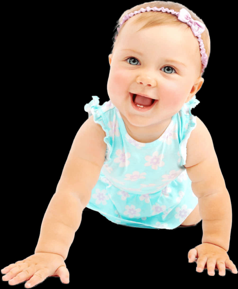 Smiling Babyin Blue Floral Outfit