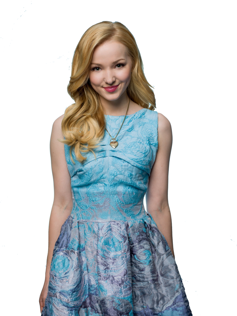 Smiling Blonde Womanin Blue Dress