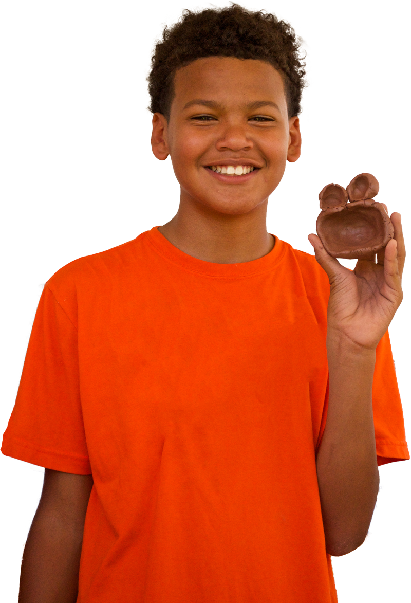 Smiling Boy Holding Chocolate Bunny