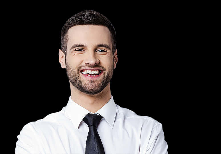 Smiling Businessman Black Background