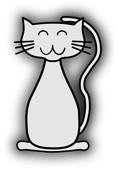 Smiling Cartoon Cat Black Background