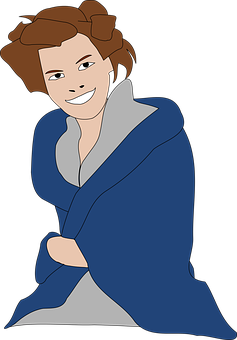 Smiling Cartoon Characterin Blue Robe