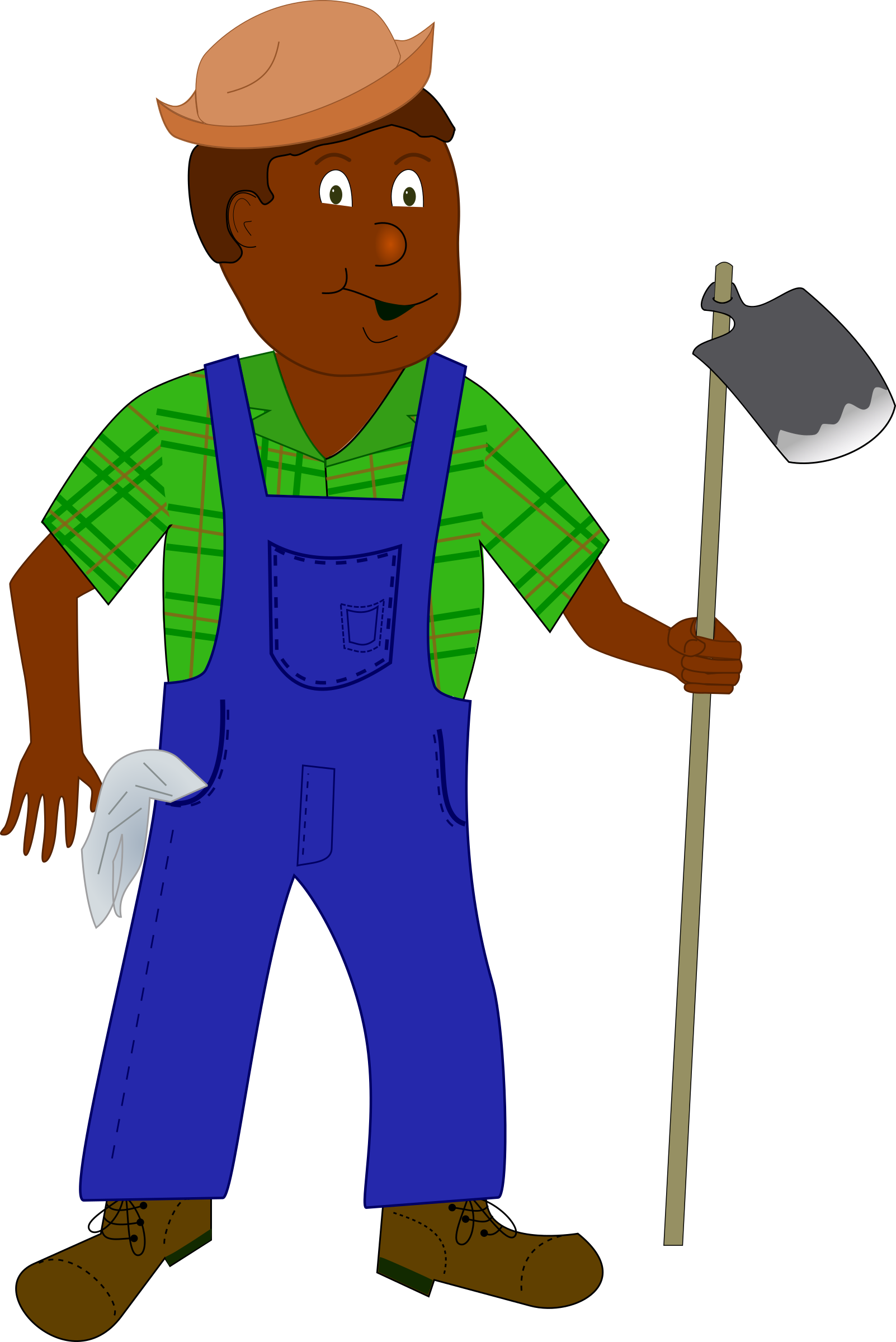 Smiling Cartoon Farmerwith Hoe