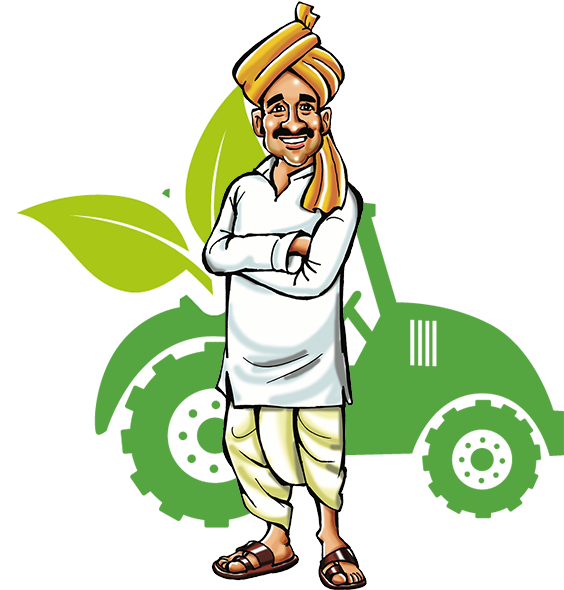 Smiling Cartoon Farmerwith Tractor