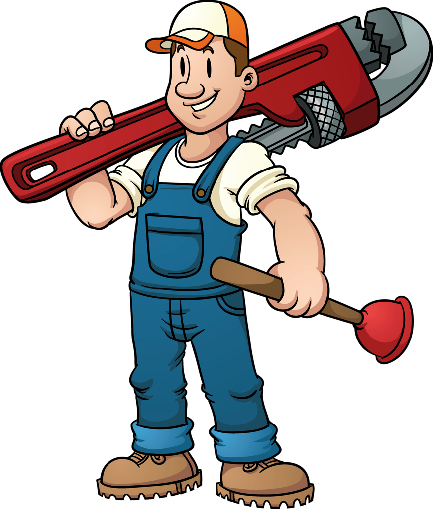 Smiling Cartoon Handyman With Tools