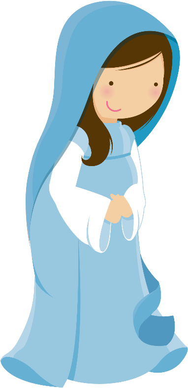 Smiling Cartoon Mariain Blue Veil