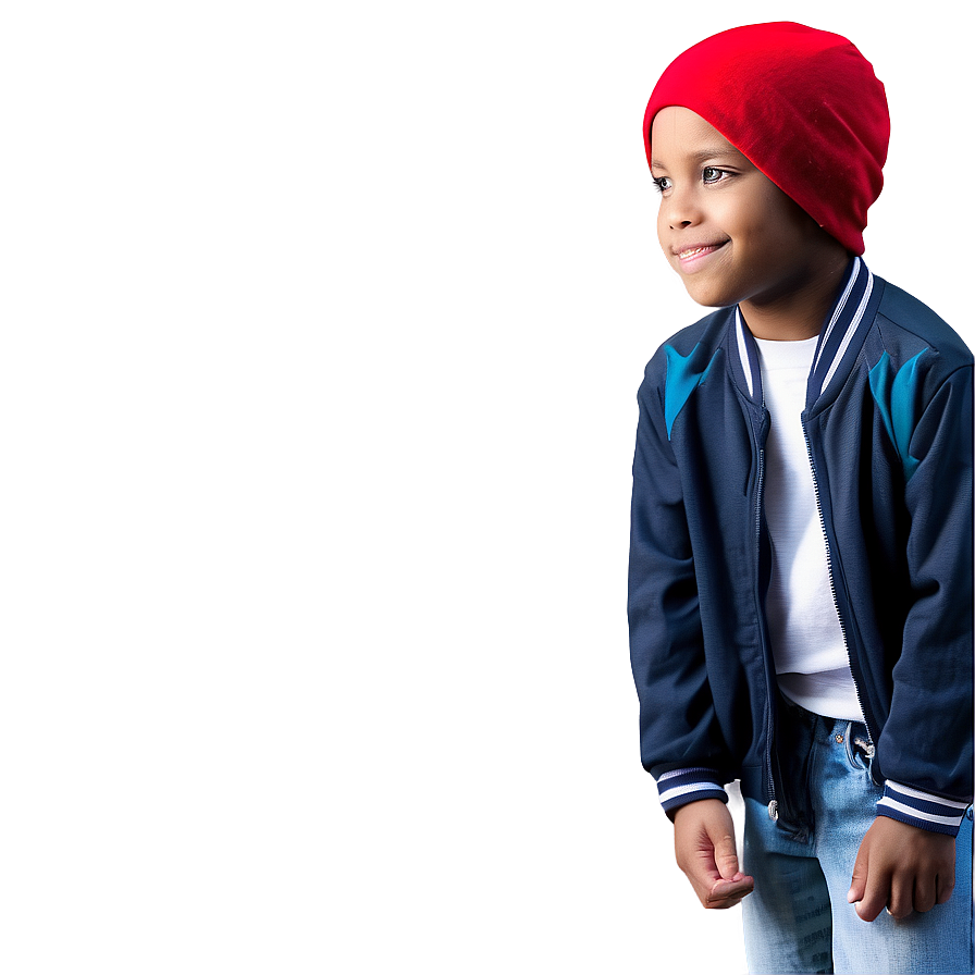 Smiling Childin Red Beanieand Blue Jacket