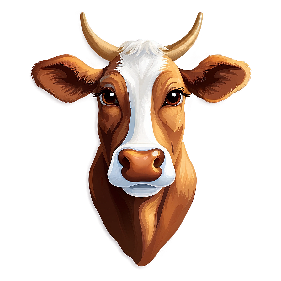 Smiling Cow Face Graphic Png 06212024