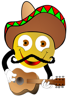 Smiling_ Emoji_with_ Sombrero_and_ Guitar