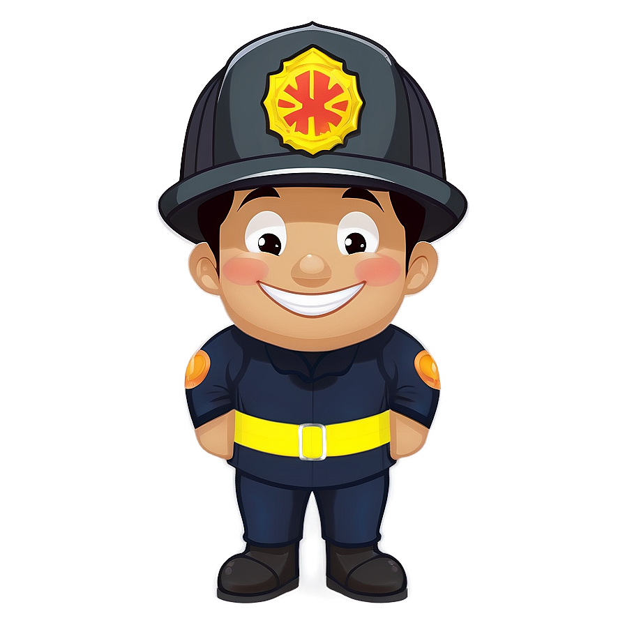 Smiling Firefighter Character Png 06202024