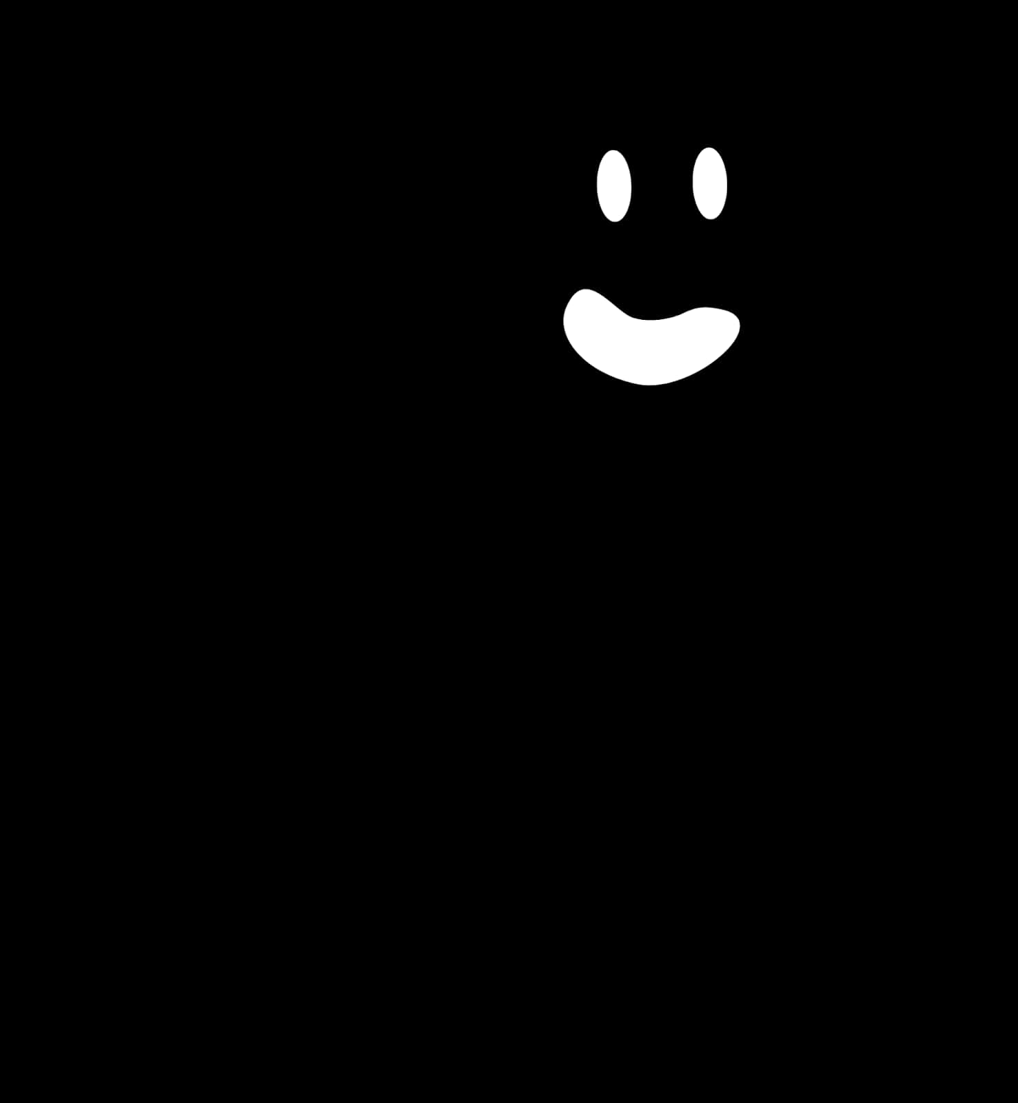 Smiling Ghost Faceon Black Background