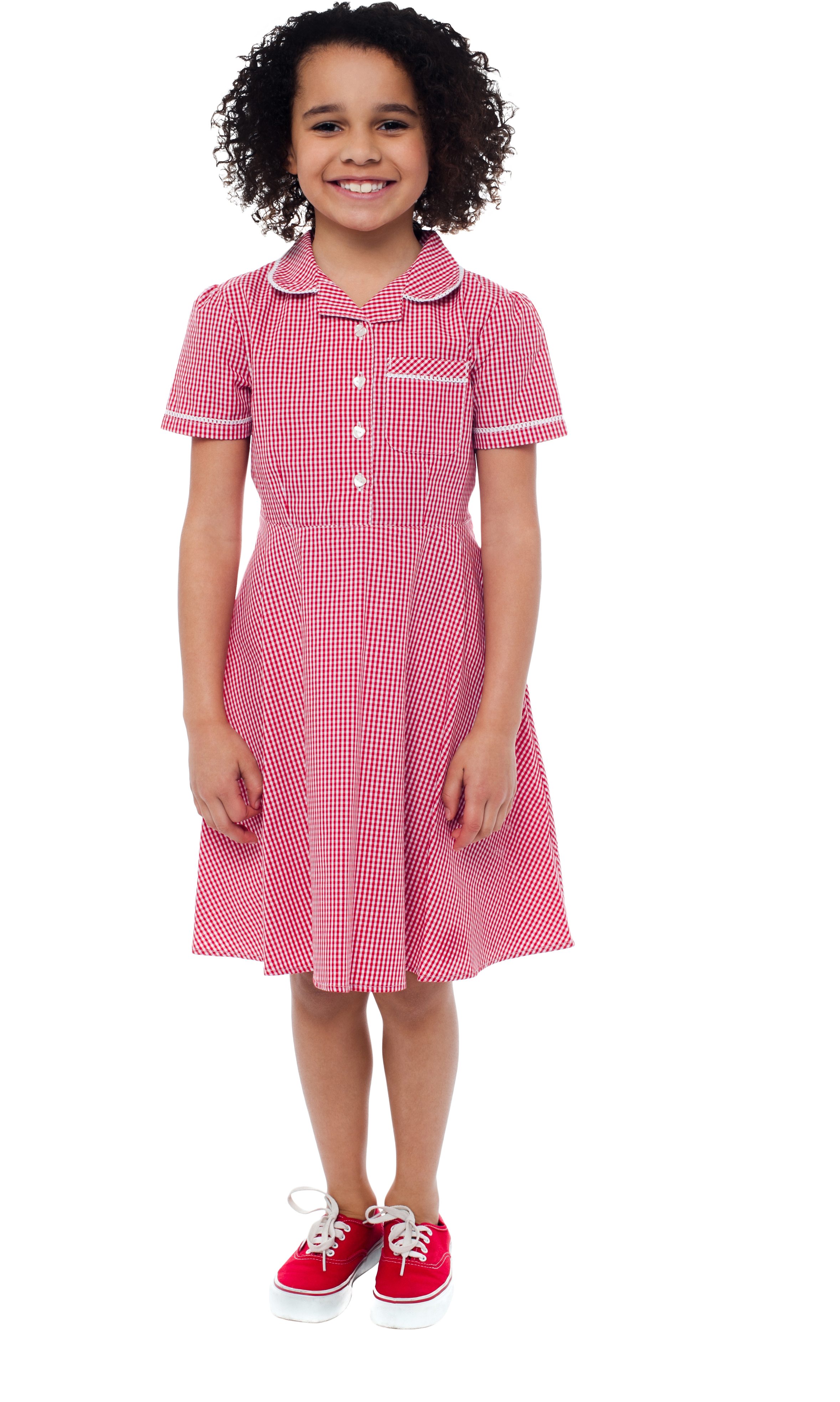 Smiling Girlin Striped Dress