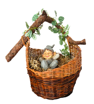 Smiling Gnomein Basket