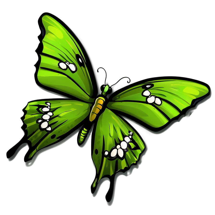 Smiling Green Butterfly Cartoon Png Qru