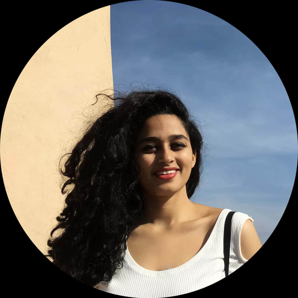 Smiling Indian Girlwith Curly Hair