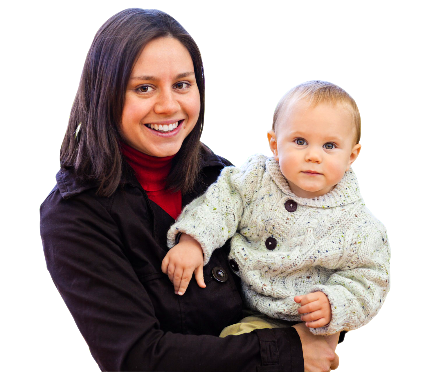 Smiling Mother Holding Baby