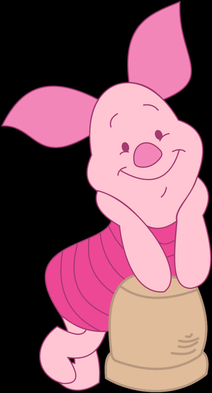 Smiling Piglet Cartoon Character