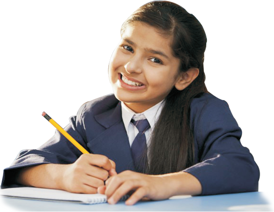 Smiling Studentin Uniform Writing