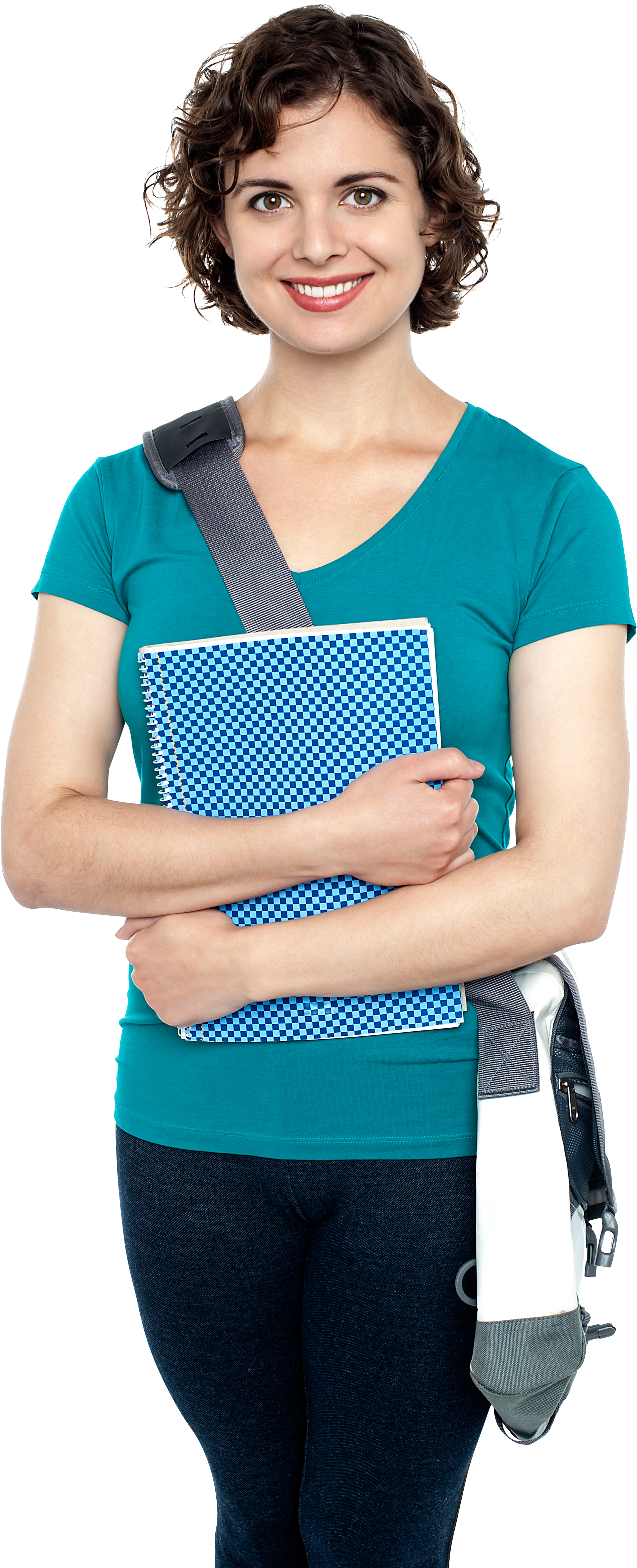 Smiling Studentwith Notebooksand Bag