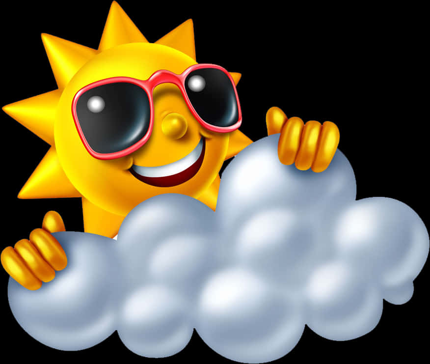 Smiling Sun With Sunglasses And Clouds.png