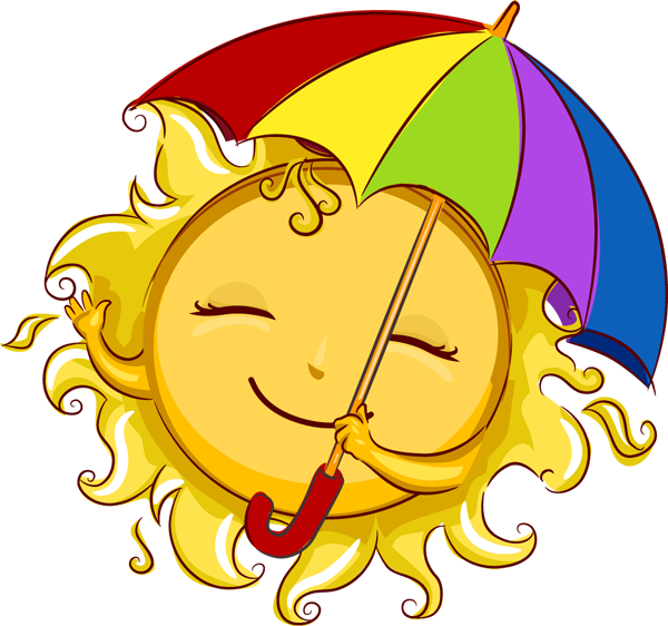 Smiling Sun With Umbrella