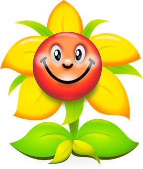 Smiling Sunflower Cartoon Character