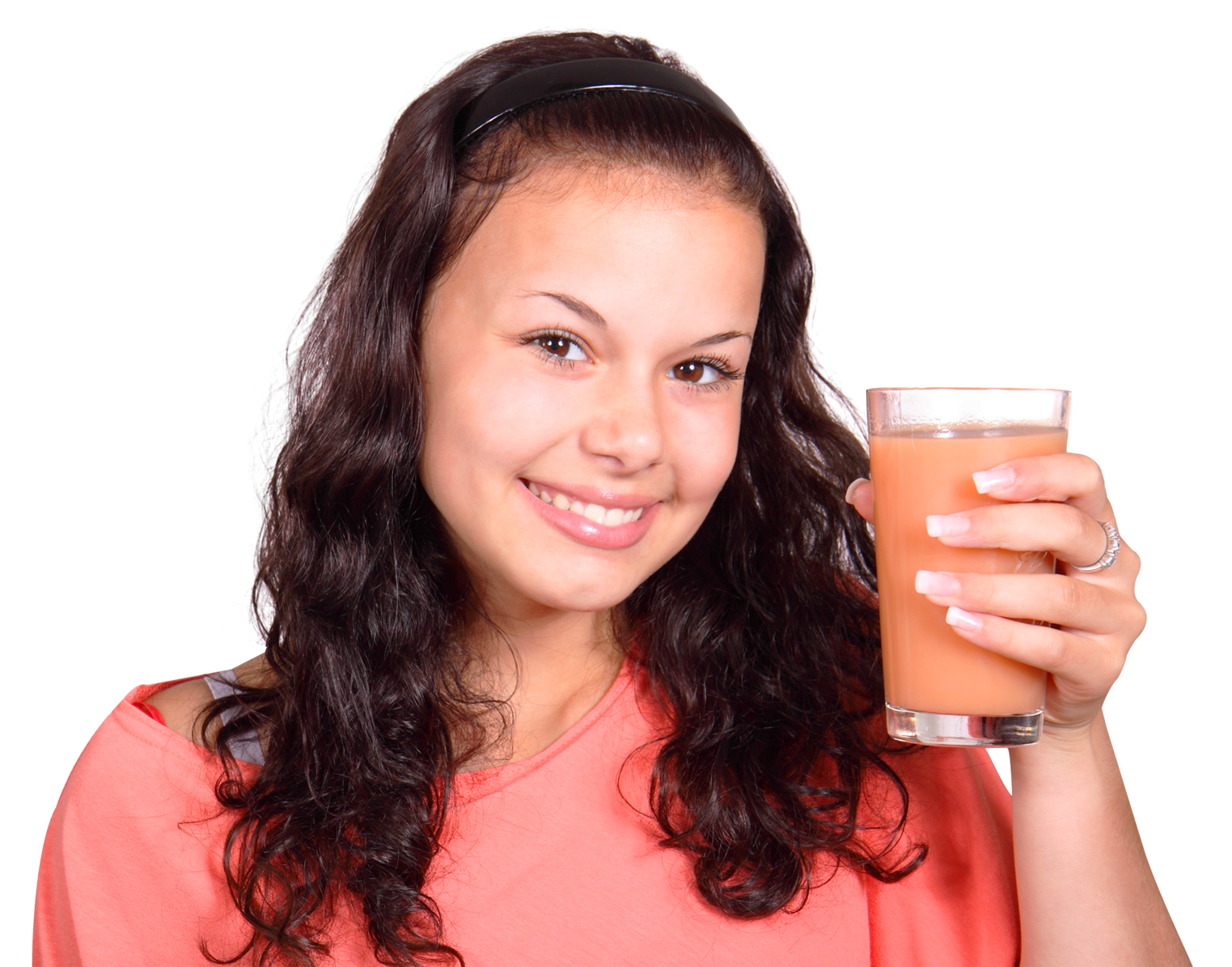 Smiling Woman Holding Smoothie