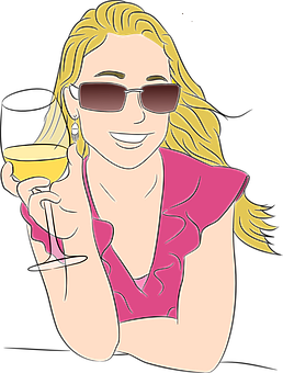 Smiling Woman With Wine Glass Illustration