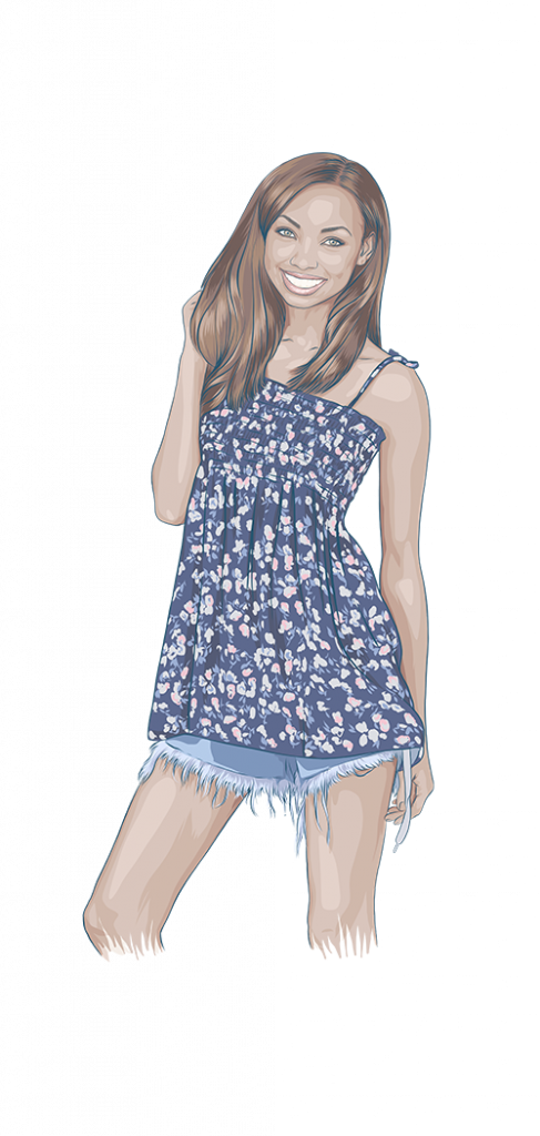 Smiling Womanin Floral Sundress