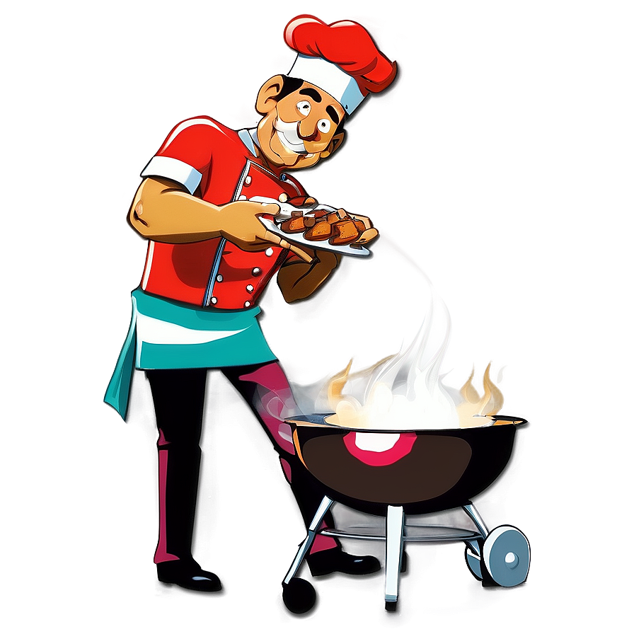 Smoking Chef With Bbq Png 82