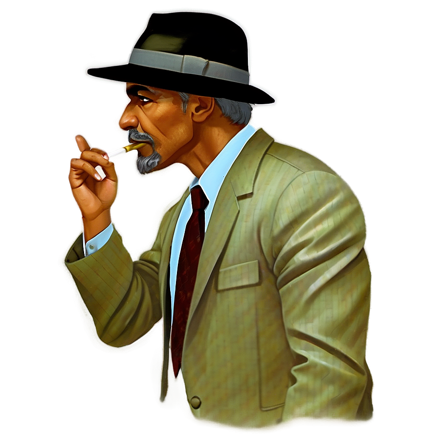 Smoking Detective Character Png 05232024