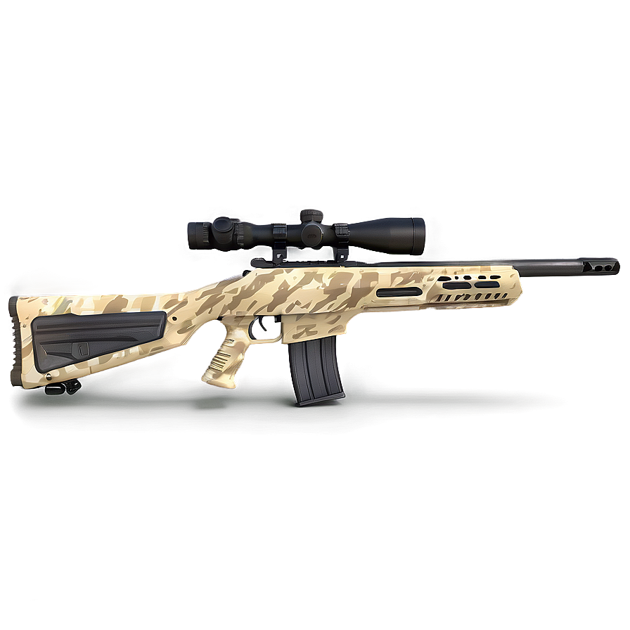 Sniper Rifle In Desert Camo Png 22