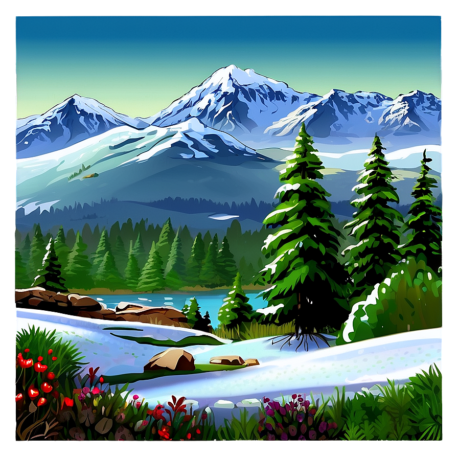 Snow-capped Peaks Landscape Png Akh