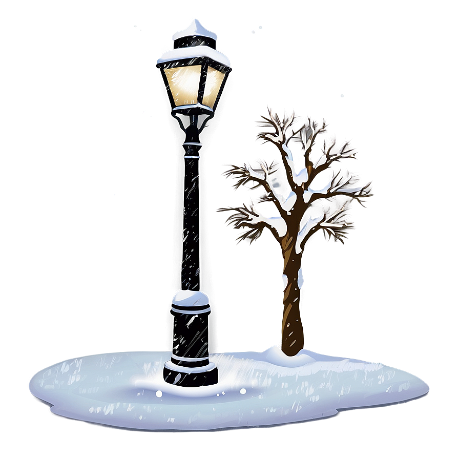 Snow-covered City Lamp Post Png Vdk