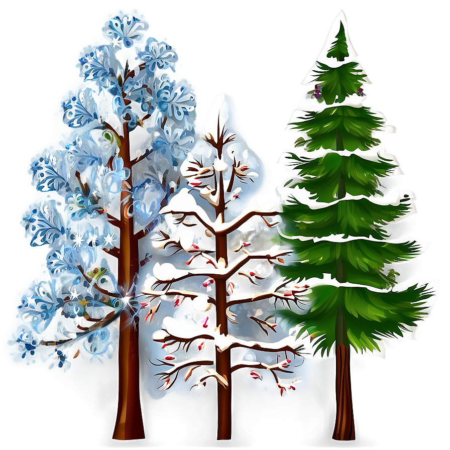 Snow Decorated Trees Png 06292024