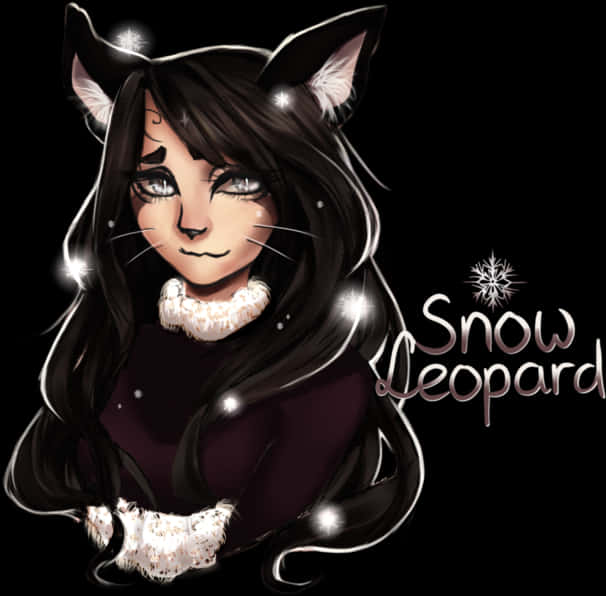 Snow Leopard Anime Girlwith Cat Ears