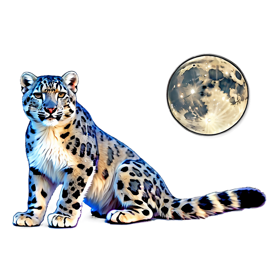 Snow Leopard In Moonlight Png 63