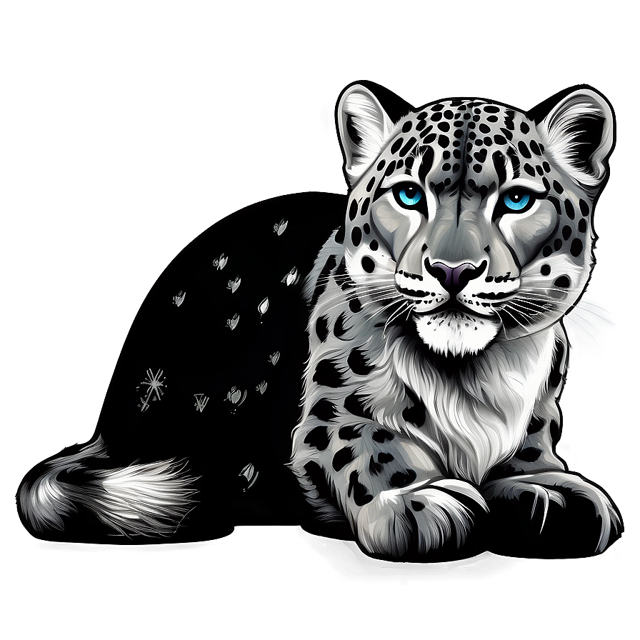 Snow Leopard Vintage Illustration Png 22